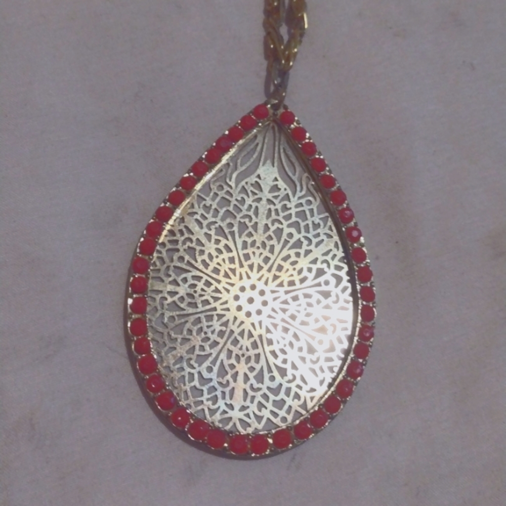 Gold and red necklace